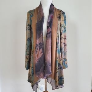 Soft Surroundings Tea Gardens Topper Printed Floral Open Cardigan  Size XS